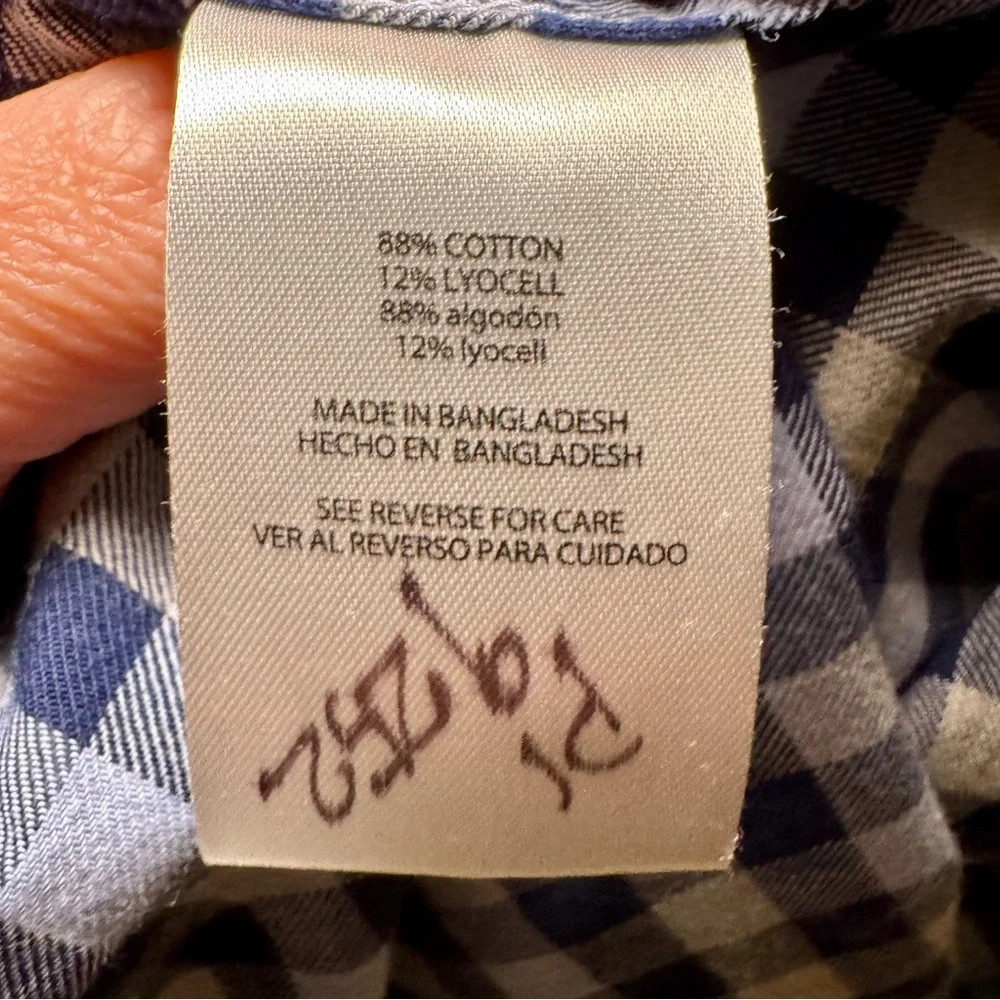 Orvis Men's Long Sleeved Blue Plaid Shirt size XL cotton lyocell - Picture 4 of 4